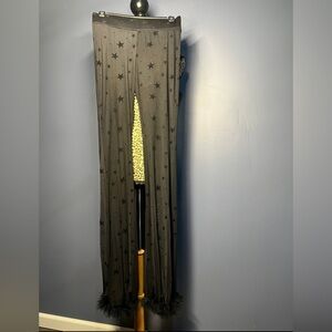 iHeartRaves Women's Mesh Stars Pants With Fur Trim At Bottom Size Large